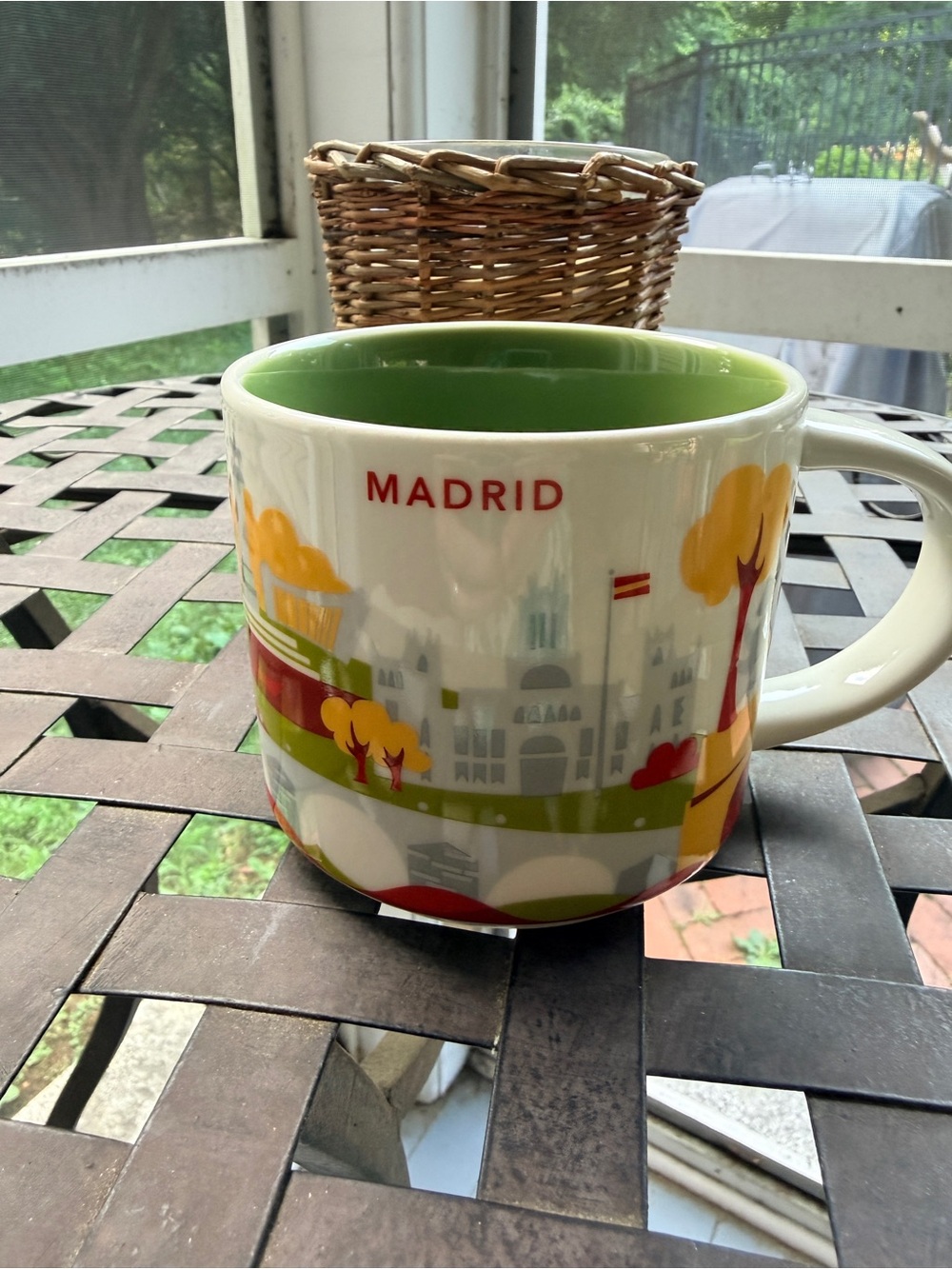 Starbucks You Are Here Madrid Mug, beautiful green inside, 2016, 14 fl oz